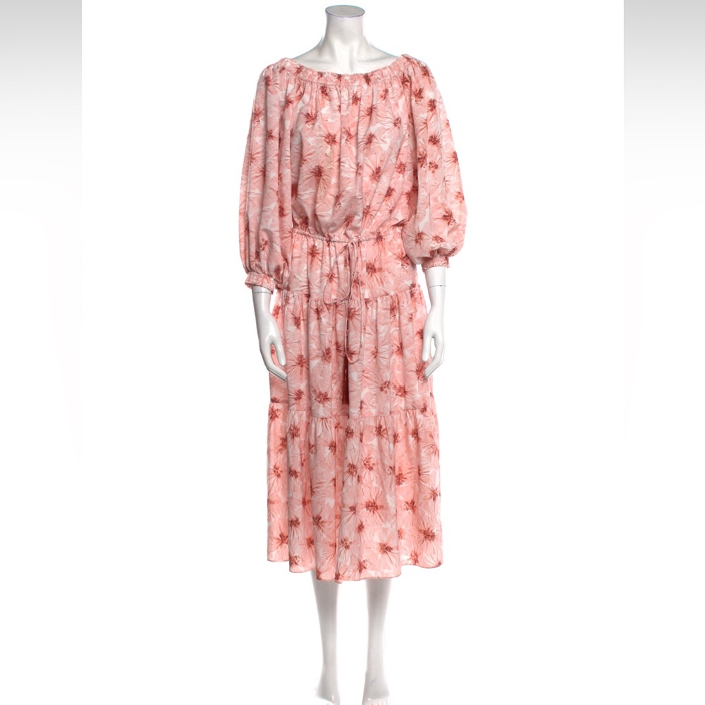 ALEXIS Tilia Pink Floral Off the Shoulder Tiered Midi Dress Size L - Picture 6 of 11